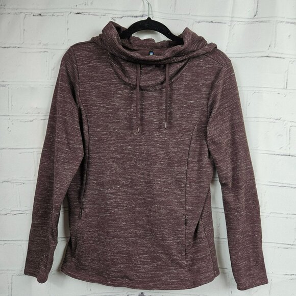 KUHL Purple Cowl Neck Hoodie Sweater Heather Drawstring Pockets Womens Small - Picture 1 of 16
